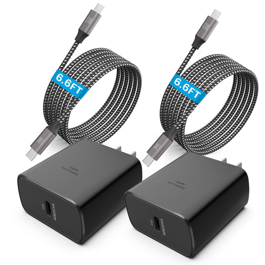 45W Super Fast Charger Type C, [2 PACK] 45 Watt USB-C Charger PD/PPS Wall Charging Block for Samsung Galaxy S24/S23 Ultra/S23+/S22 Ultra/S22+/S20 Ultra/Note 10 Plus, Galaxy Tab S8(with 2x 6.6ft Cable)