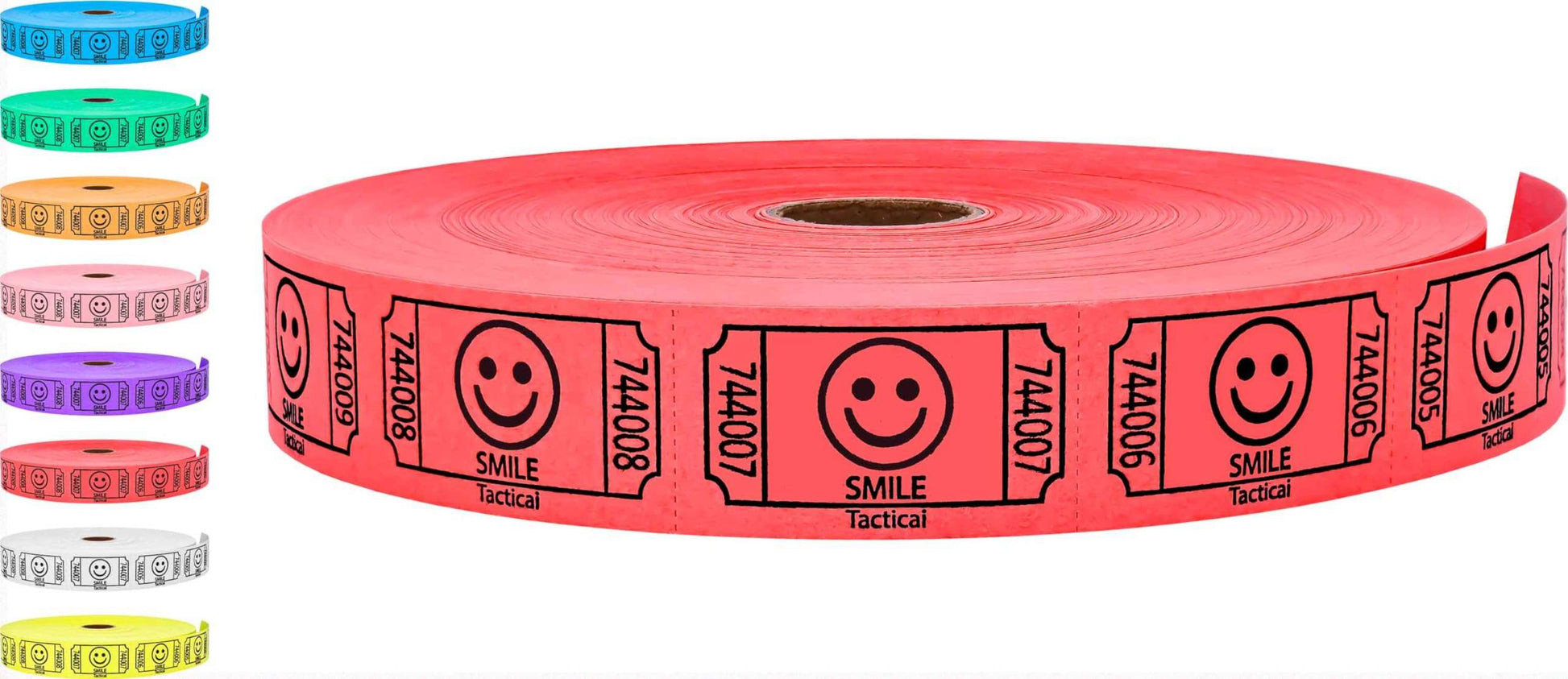 Tacticai 2000 Raffle Tickets, Smile, Blue (8 Color Selection), Single Roll, Ticket for Events, Entry, Class Reward, Fundraiser & Prizes