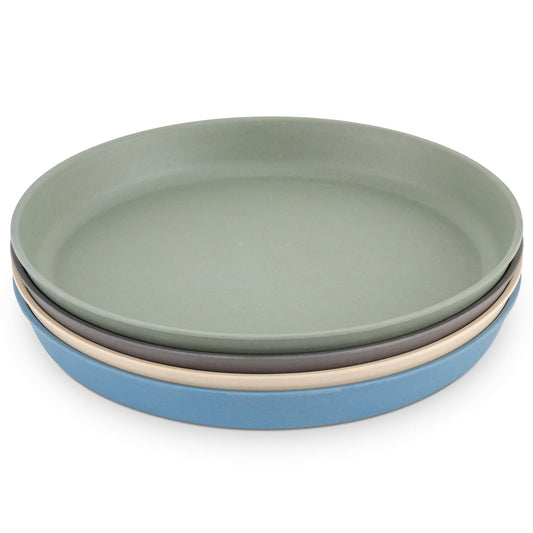 WeeSprout Bamboo Plates (Blue, Green, Gray, & Beige, Without Lids)