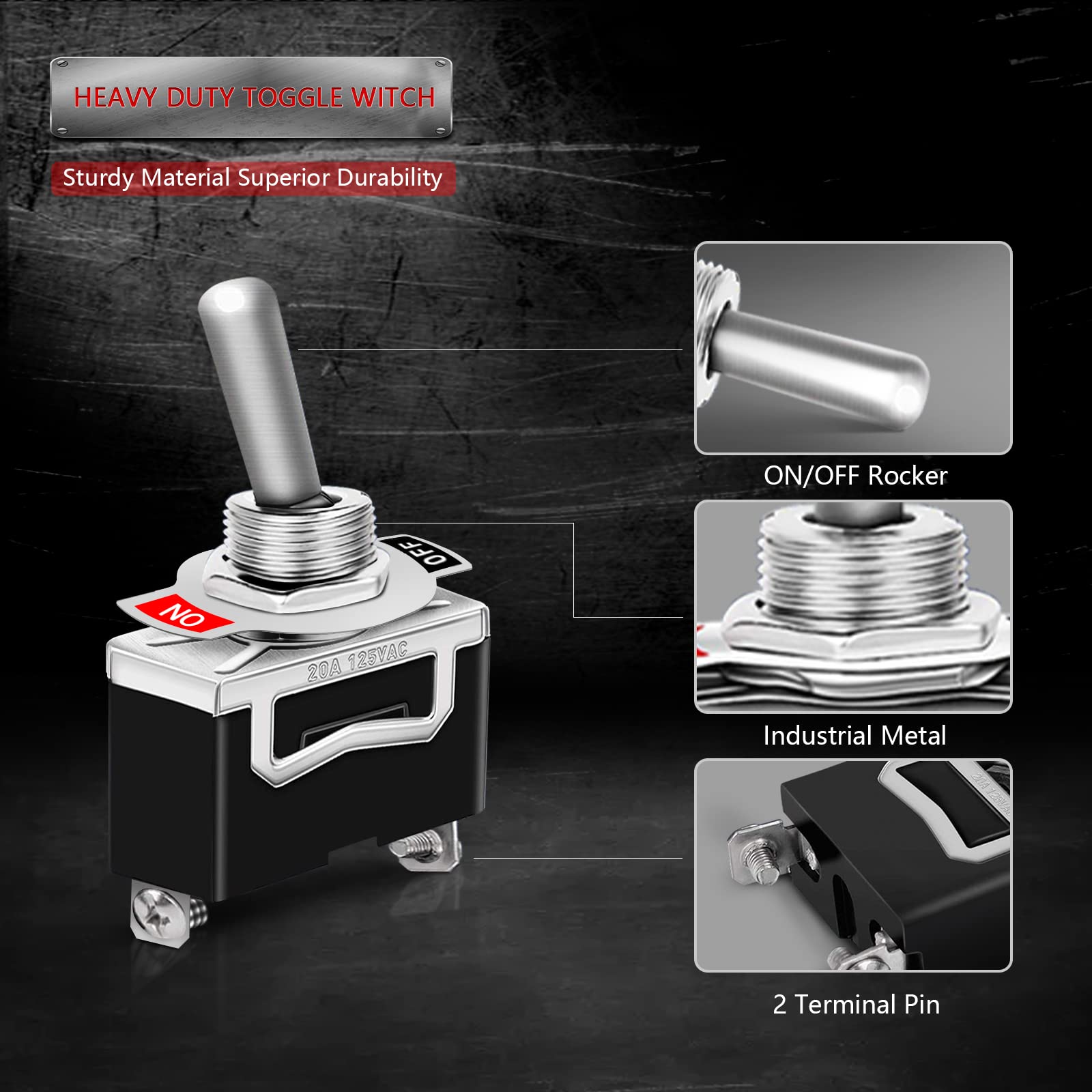 COROTC Toggle Switches, 8 Pack 2 Pin ON Off SPST Car Rocker Switches, 20A 12V Heavy Duty Waterproof Toggle Switch