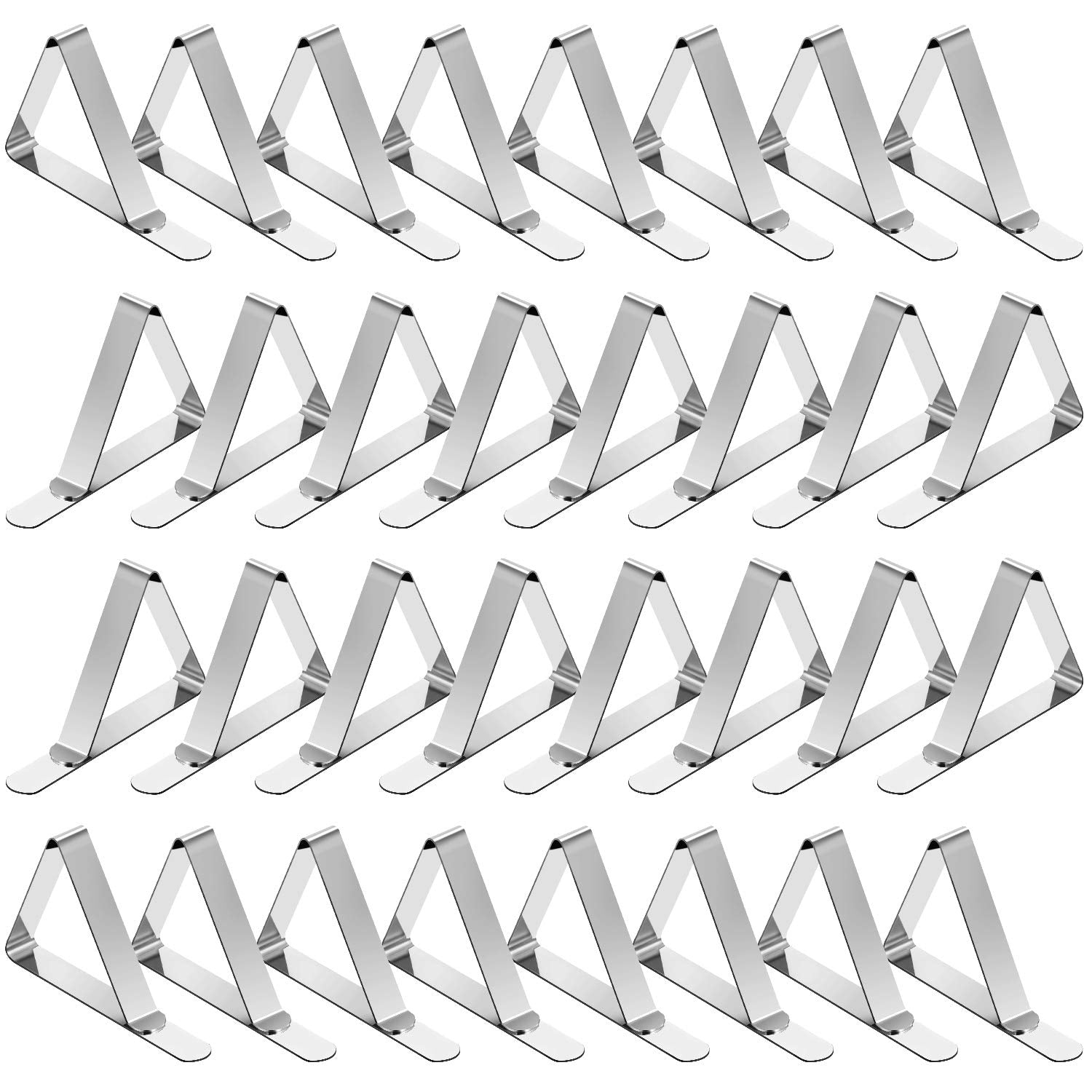 TriPole Tablecloth Clips 32 Pack Picnic Table Clips, Stainless Steel Table Cloth Holder Clips for Outdoor Tables, Metal Tables Cover Skirt Clamps for Camping Dining Wedding Graduation Party Essential