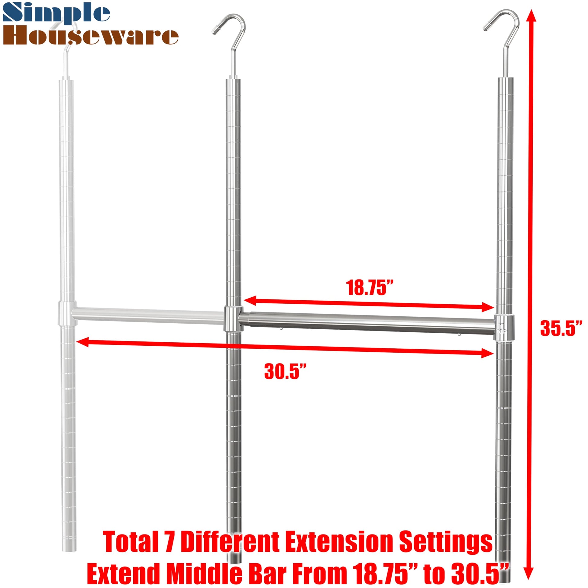 Simple Houseware Adjustable Closet Hanging Rod, Chrome