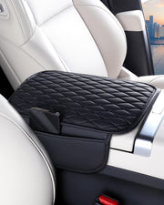 ESKONKE [Upgraded] Car Center Console Cover with 2 Storage Bags - Premium Nappa Leather Armrest Cover, Scratch & Wear Resistant, Waterproof Car Interior Accessories (Classic - Black)
