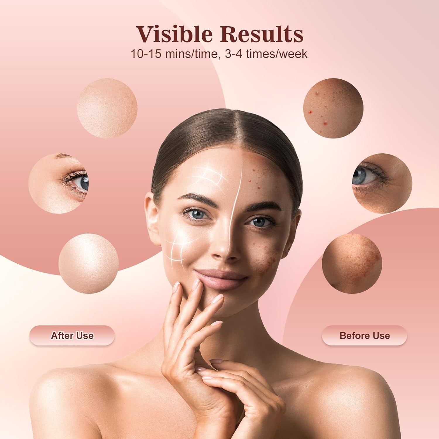 Red Light Therapy for Face, 3 Modes Portable Led Face Mask Light Therapy with Remote, Near-Infrared 850 Red Light Mask with Timing Function, Led Light Therapy at Home 180 LED Beads
