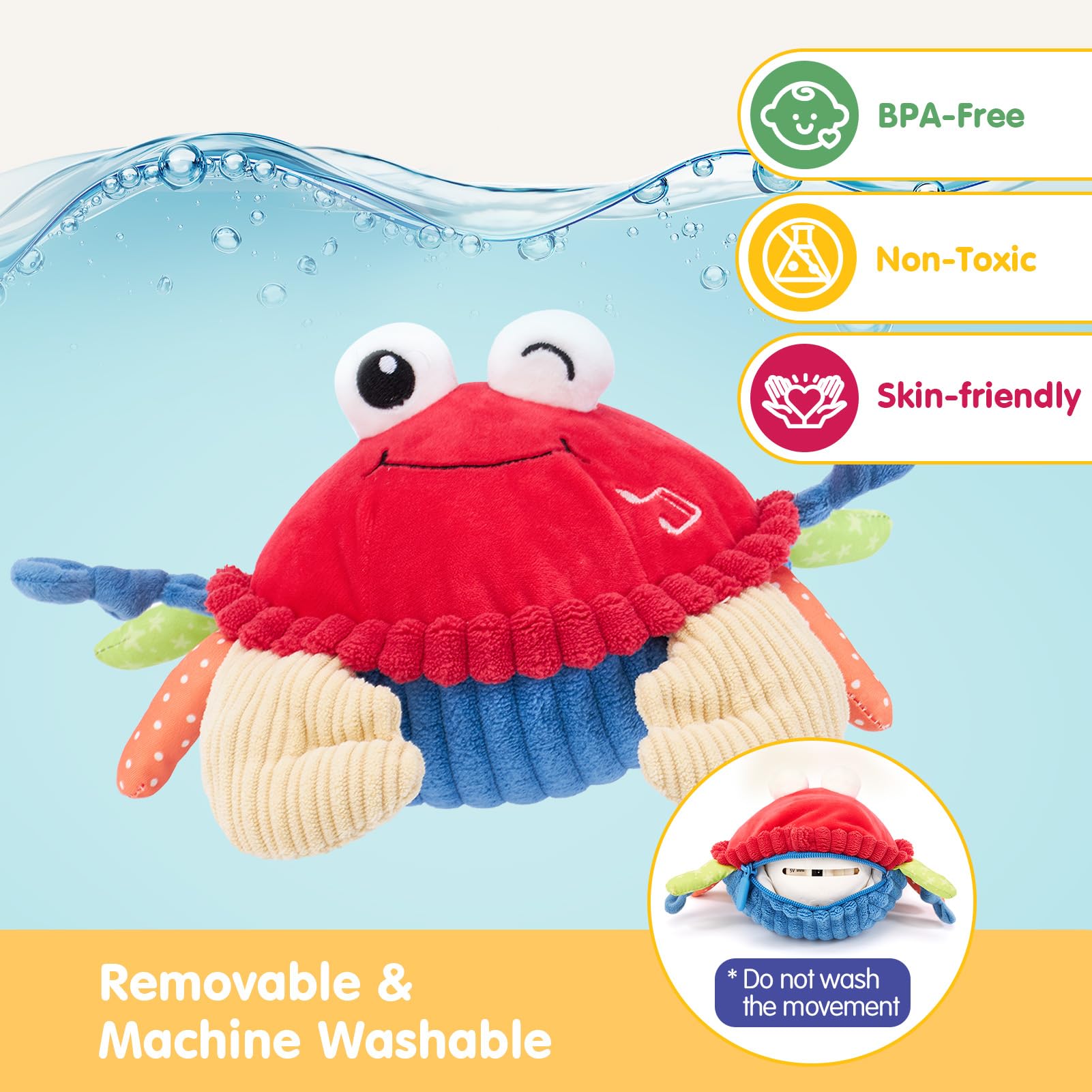 hahaland Baby Toys 12-18 Months - Crawling Musical Dancing Walking Moving Bouncing Learning Crab Tummy Time Toy Sensory Toddler Travel Toys for 1-3 Year Old Christmas Birthday Gifts Stocking Stuffers