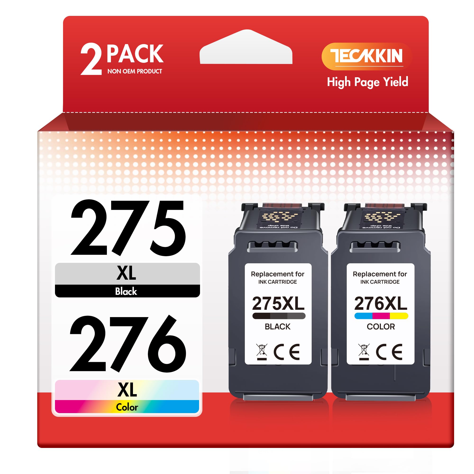 TECKKIN Remanufactured 65XL Ink Cartridge High Yield Replacement for HP Ink 65 65XL for HP DeskJet 3755 3772 3700 3752 3722 2600 2622 2652 Envy 5055 5000 5070 5014 5052 Printer (1 Black, 1 Tri-Color)