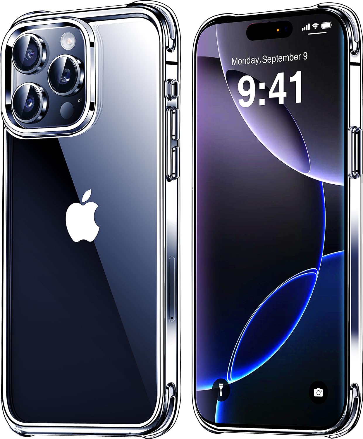 Mkeke for iPhone 15 Pro Max Case Clear, [Military-Grade Drop Protection] Shockproof Protective Phone Case for Apple 2023