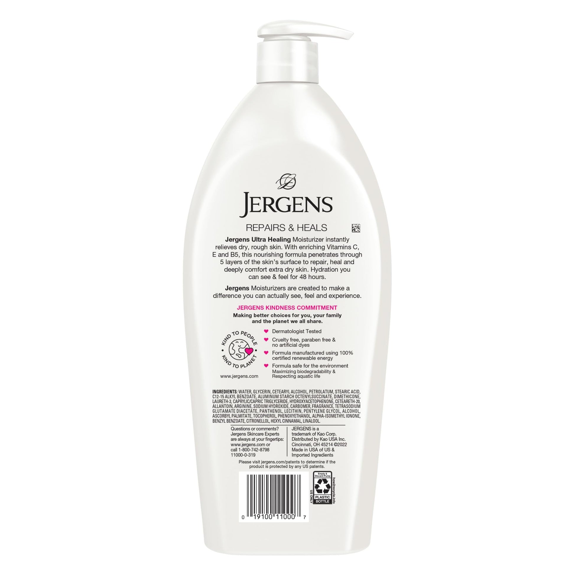 Jergens Ultra Healing Dry Skin Lotion, Hand and Body Moisturizer for Quick Absorption into Extra Dry Skin with Hydralucence Blend, Vitamins C, E and B5, White, 32oz
