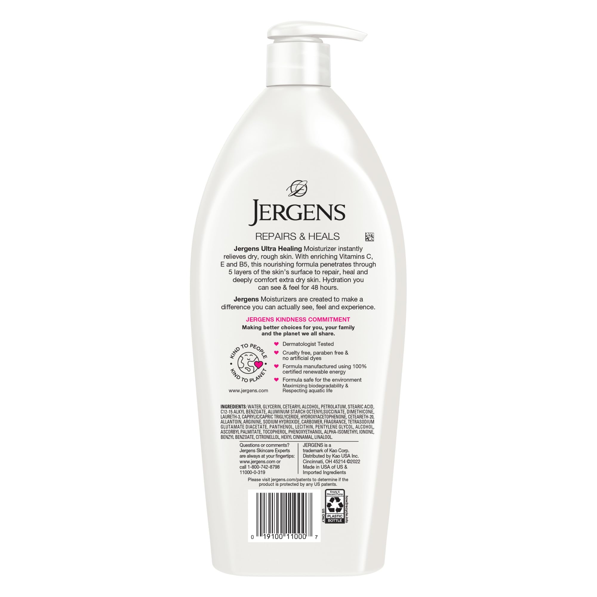 Jergens Ultra Healing Dry Skin Lotion, Hand and Body Moisturizer for Quick Absorption into Extra Dry Skin with Hydralucence Blend, Vitamins C, E and B5, White, 32oz