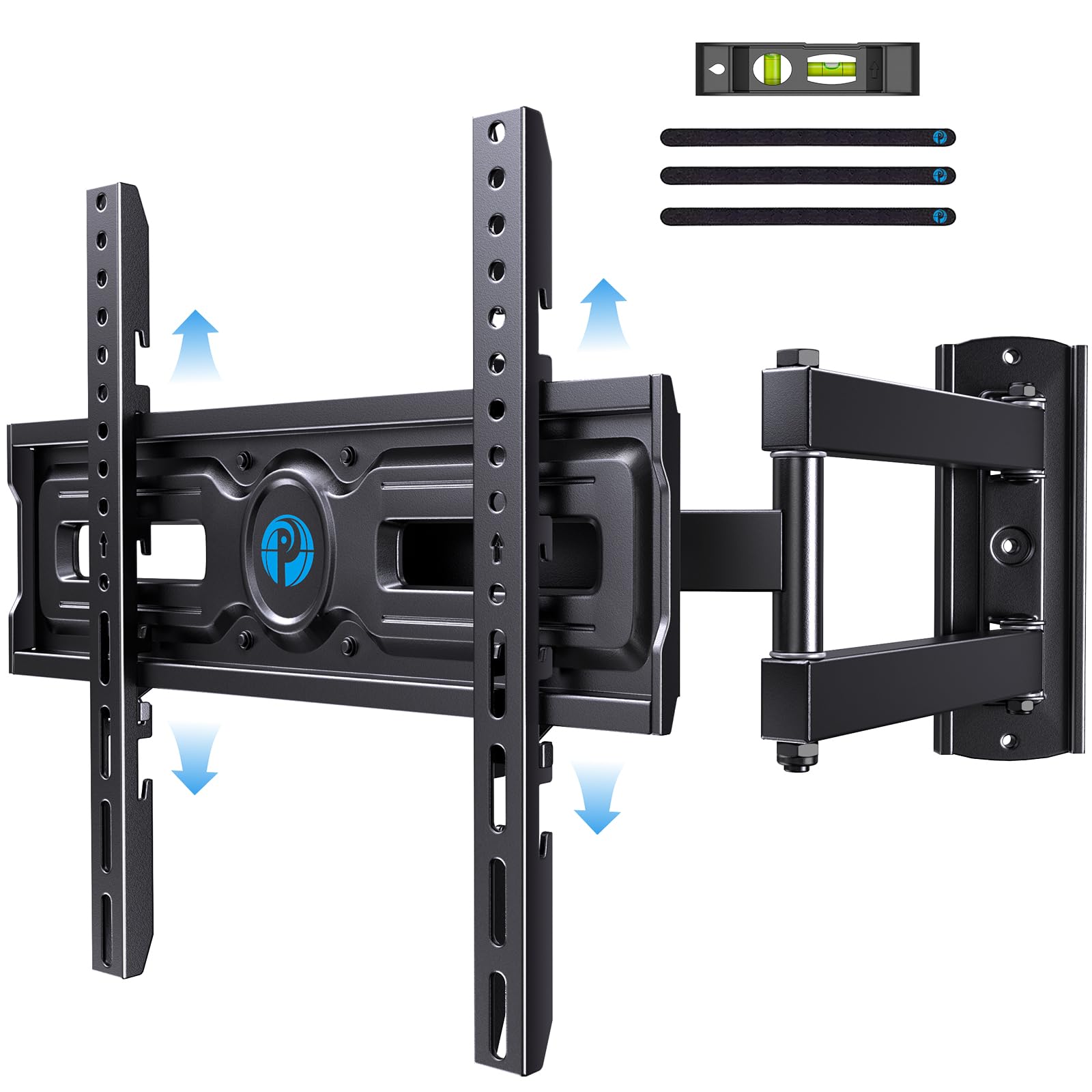 Pipishell Full Motion TV Wall Mount for Most 26-60 inch Flat & Curved TVs up to 77 lbs, Adjustable Bracket Height, Single Articulating Arm, Extension, Max VESA 400x400mm, PIMF9