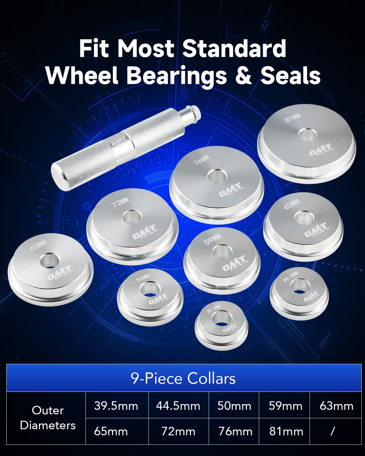 Orion Motor Tech Bearing Press Kit, 10pc Bearing Race and Seal Driver Set with Seal Driver and 9 Bearing Adapters, Seal Installer Bearing Driver Kit for Bearing Installation