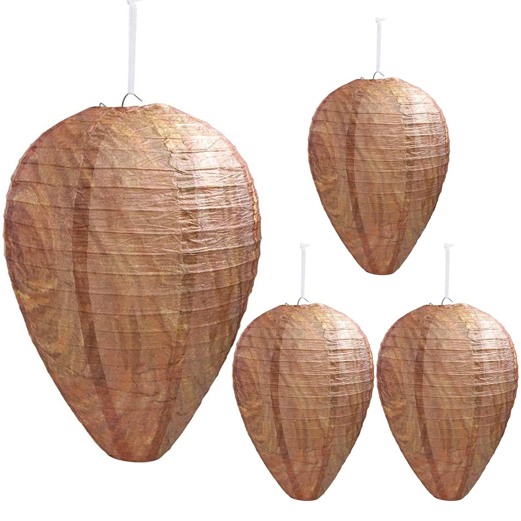 4 Pack Wasp Nest Decoy Hanging Wasp Nest Stay Away from Wasps Hornets Yellow Jackets