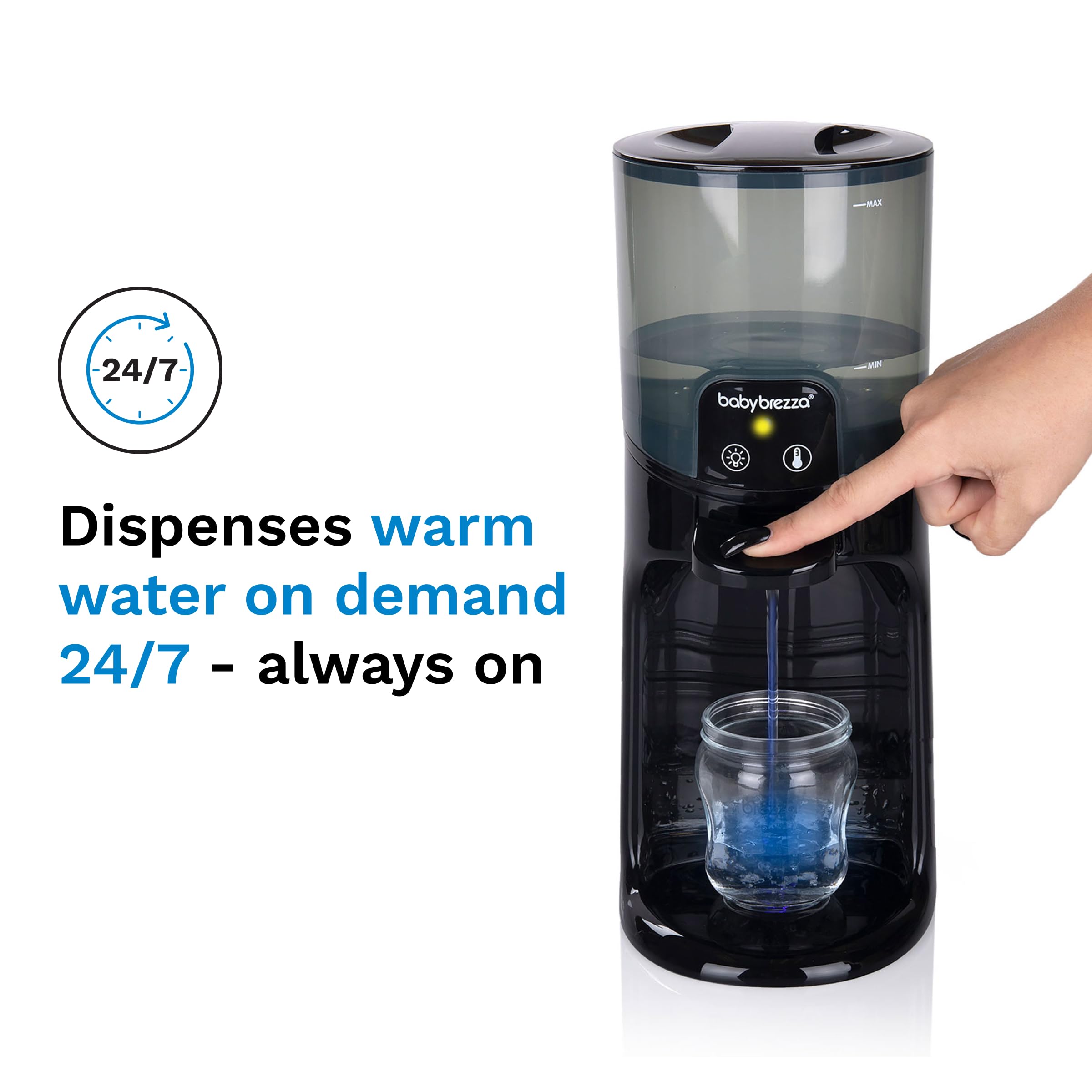 Baby Brezza Instant Baby Bottle Warmer Advanced - Fast Water Warmer Instantly Dispenses 24/7 in 3 Temperatures with Nightlight