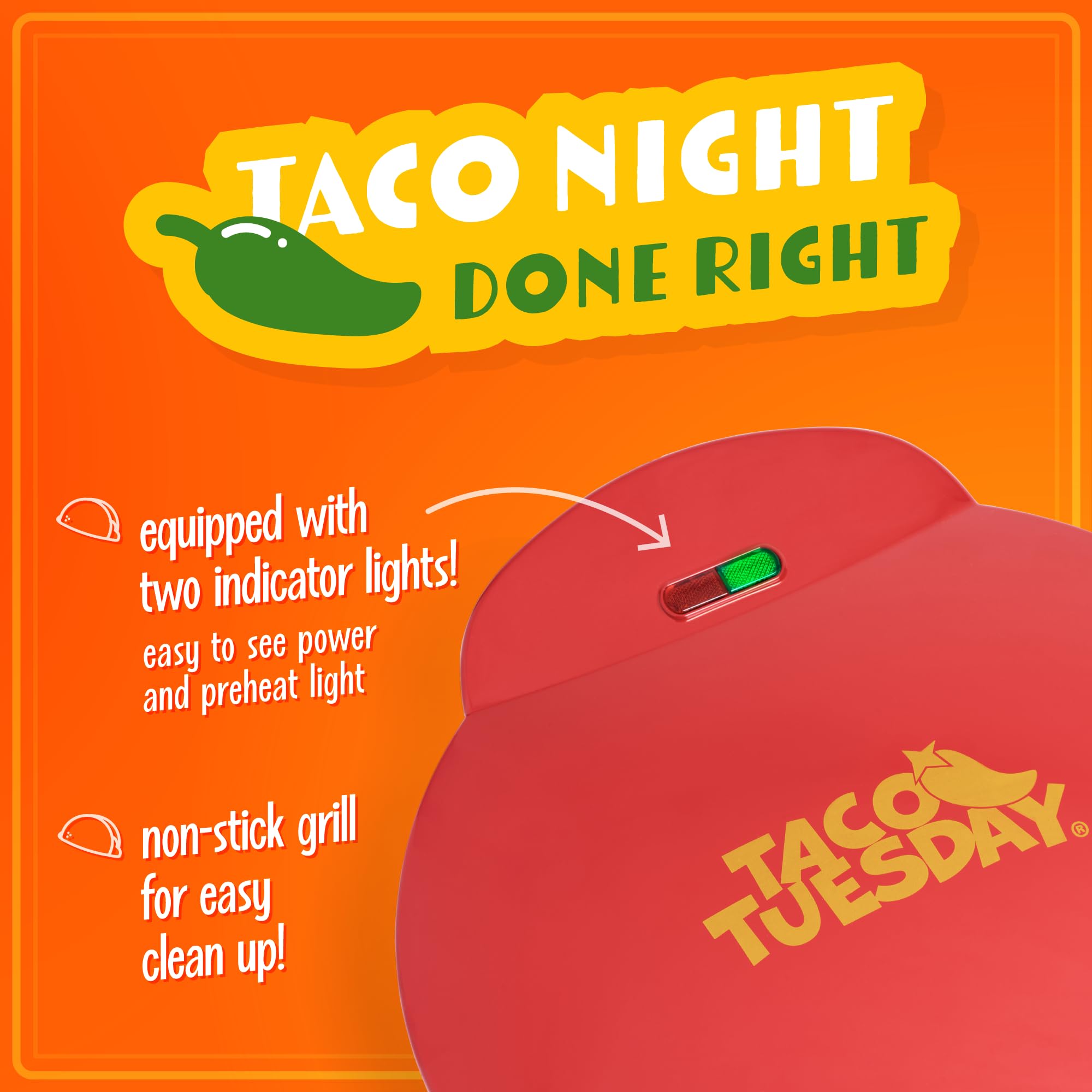 Taco Tuesday Deluxe 10-inch 6-Wedge Electric Quesadilla Maker with Extra Stuffing Latch, Red