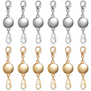 12 Pieces Locking Magnetic Jewelry Clasp Round Necklace Clasp Closures Bracelet Extender for Jewelry Making (Gold, Silver)
