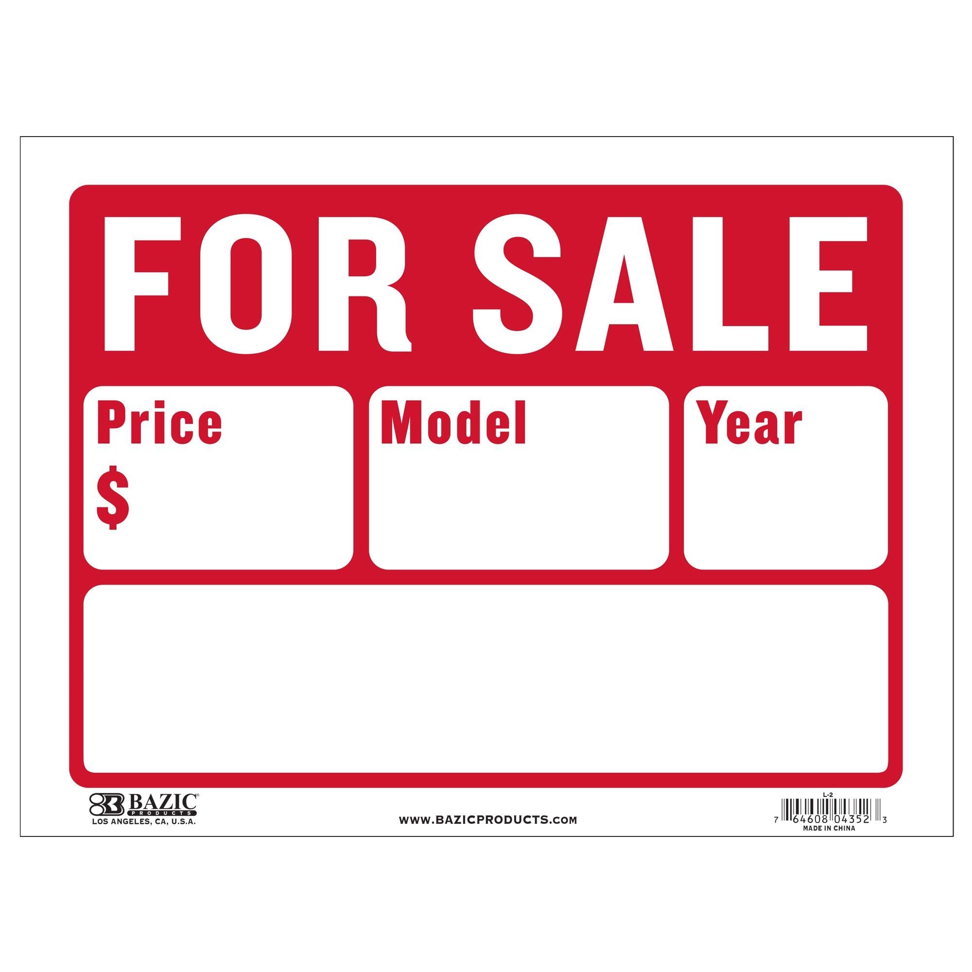 BAZIC 12" X 16" For Sale Sign (2-Line)