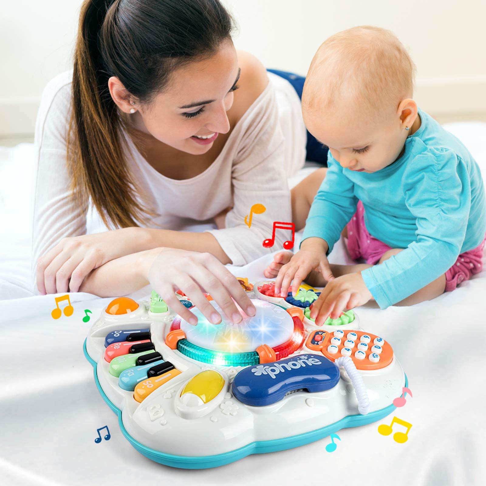 BACCOW Baby & Toddler Toys, Baby Activity Center 6 to 12-18 Month Old, Learning Musical Table Toys for 1 2 3 Year Old Boys Girls Gifts