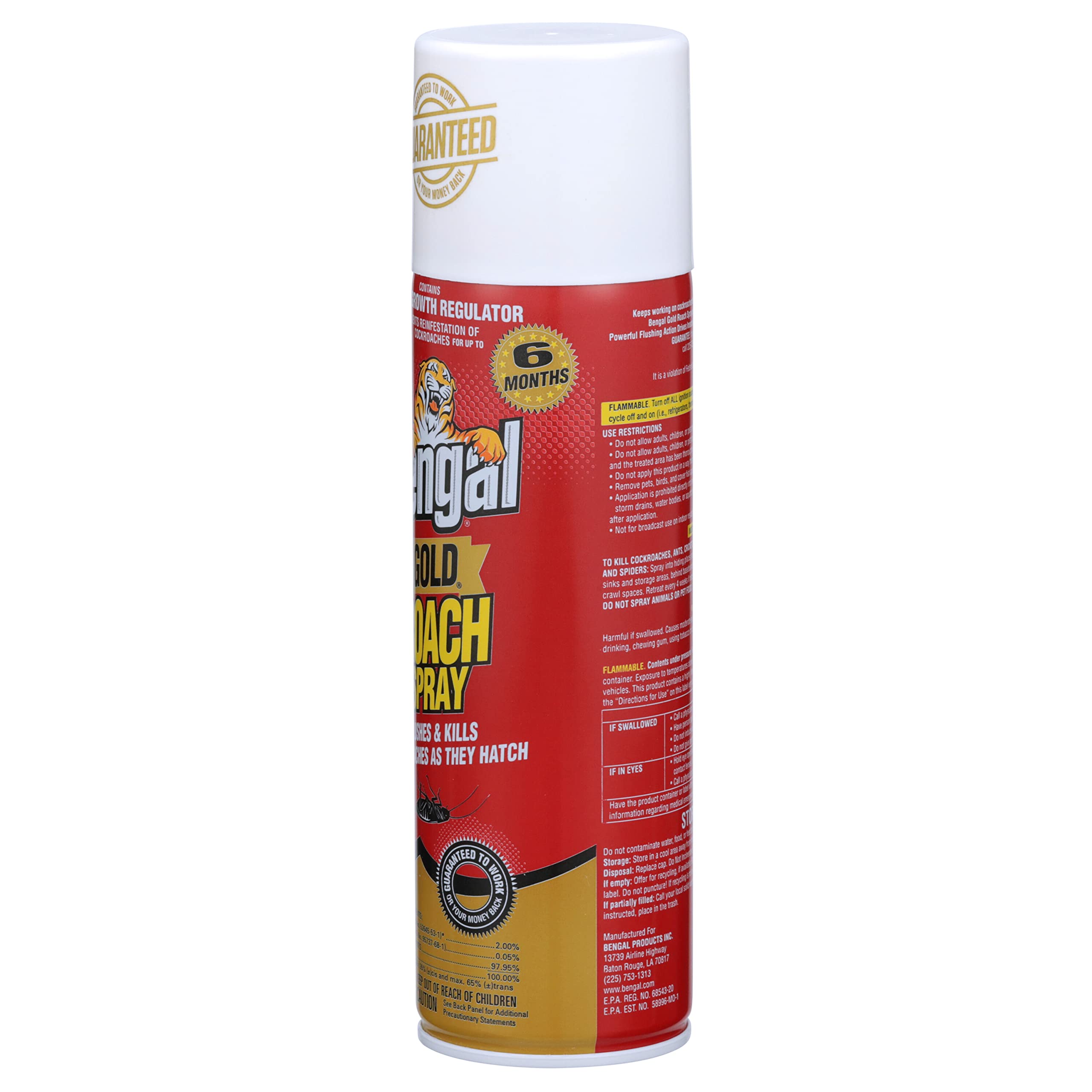 Bengal Gold Roach Spray, Odorless Stain-Free Dry Aerosol Killer Spray with Insect Growth Regulator, 2-Count, 11 Oz. Aerosol Cans