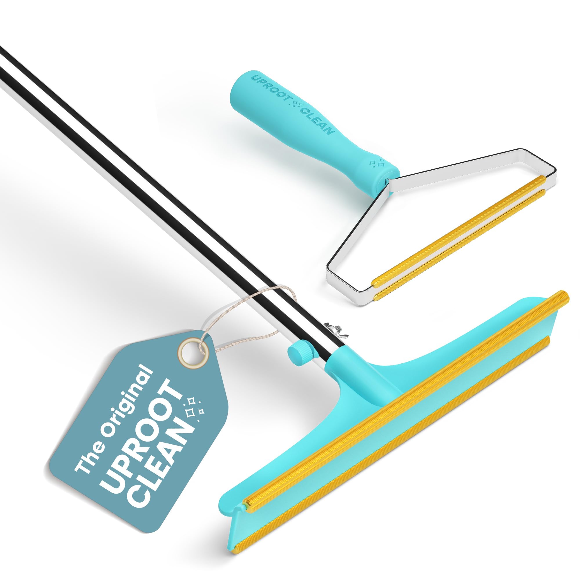 Uproot Cleaner Pro Pet Hair Remover Bundle - Including Xtra Carpet Rake for Pet Hair Removal Tool - Scrape Easy The Cat & Dog Fur from Your Carpet, Rugs, Cat Bed, Car Trunk & More