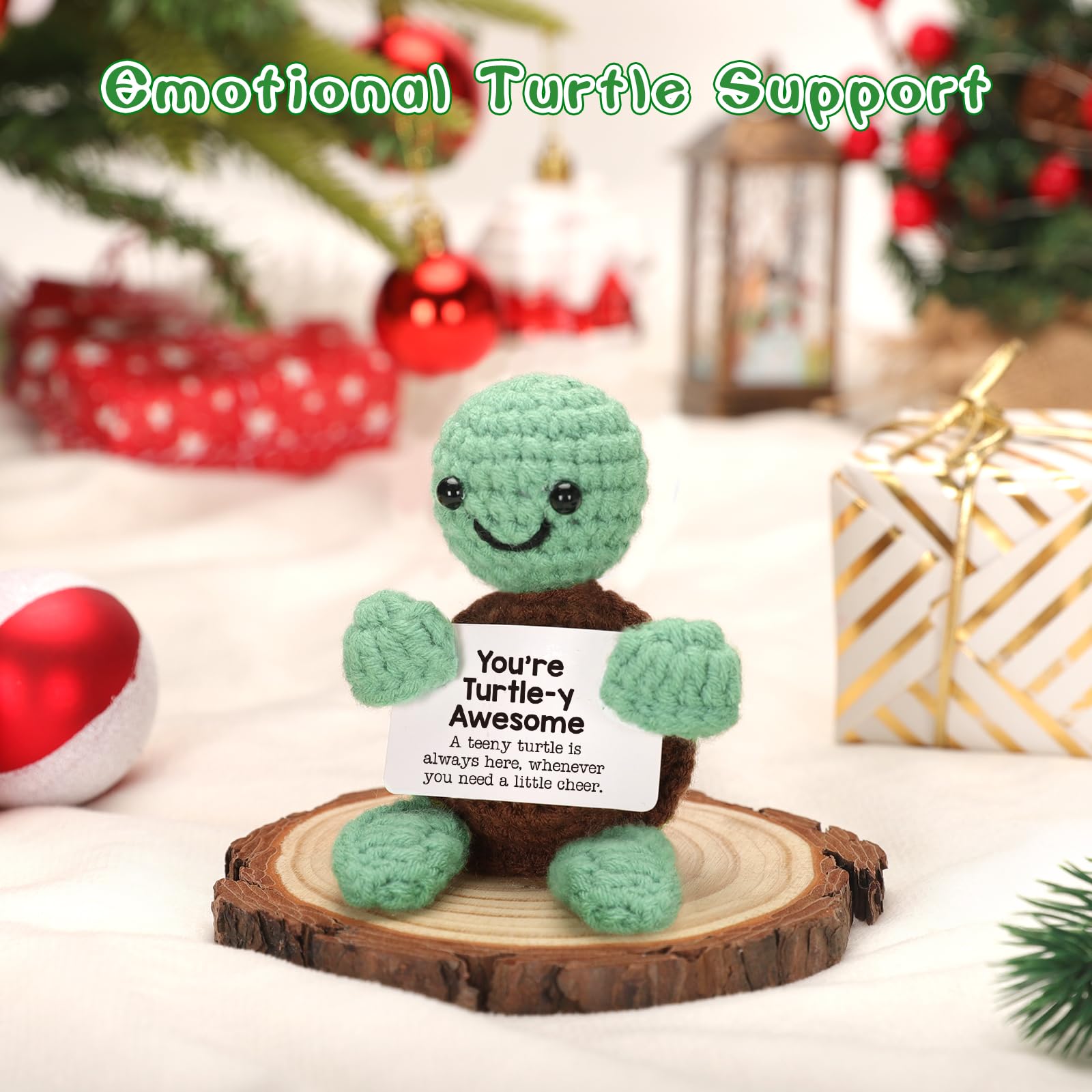 Mini Funny Turtle Birthday Gifts for Women Men Christmas, Thanksgiving Bosses Day Retirement Gift, Inspirational Small Animals Cute Stuff Things, Handmade Emotional Positive Crochet Turtle Decorations