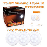 STAR-SPANGLED 3 Pack 2.8” Motion Sensor Lights Indoor AAA Battery Operated, Stick on LED Puck Light for Stairs, Under Cabinet, Closet, Cool White