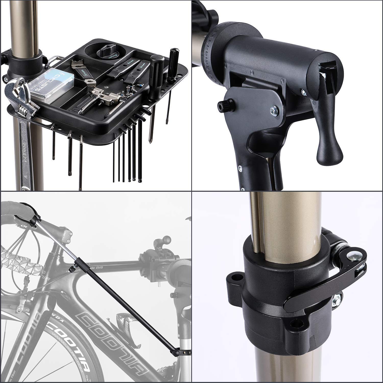 CXWXC Bike Workstand with Adjustable, Bicycle Repair Stand for Maintenance Folding and Lightweight (Champagne-3)
