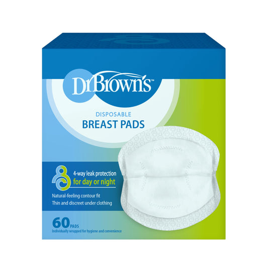 Dr. Brown's Disposable One-Use Absorbent Breast Pads for Breastfeeding and Leaking - 60pk - Packaging May Vary