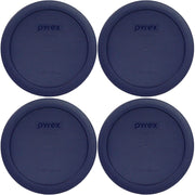 Pyrex Bundle - 4 Items: 7201-PC 4-Cup Blue Round Plastic Lids - Original Genuine Pyrex - Made In The USA