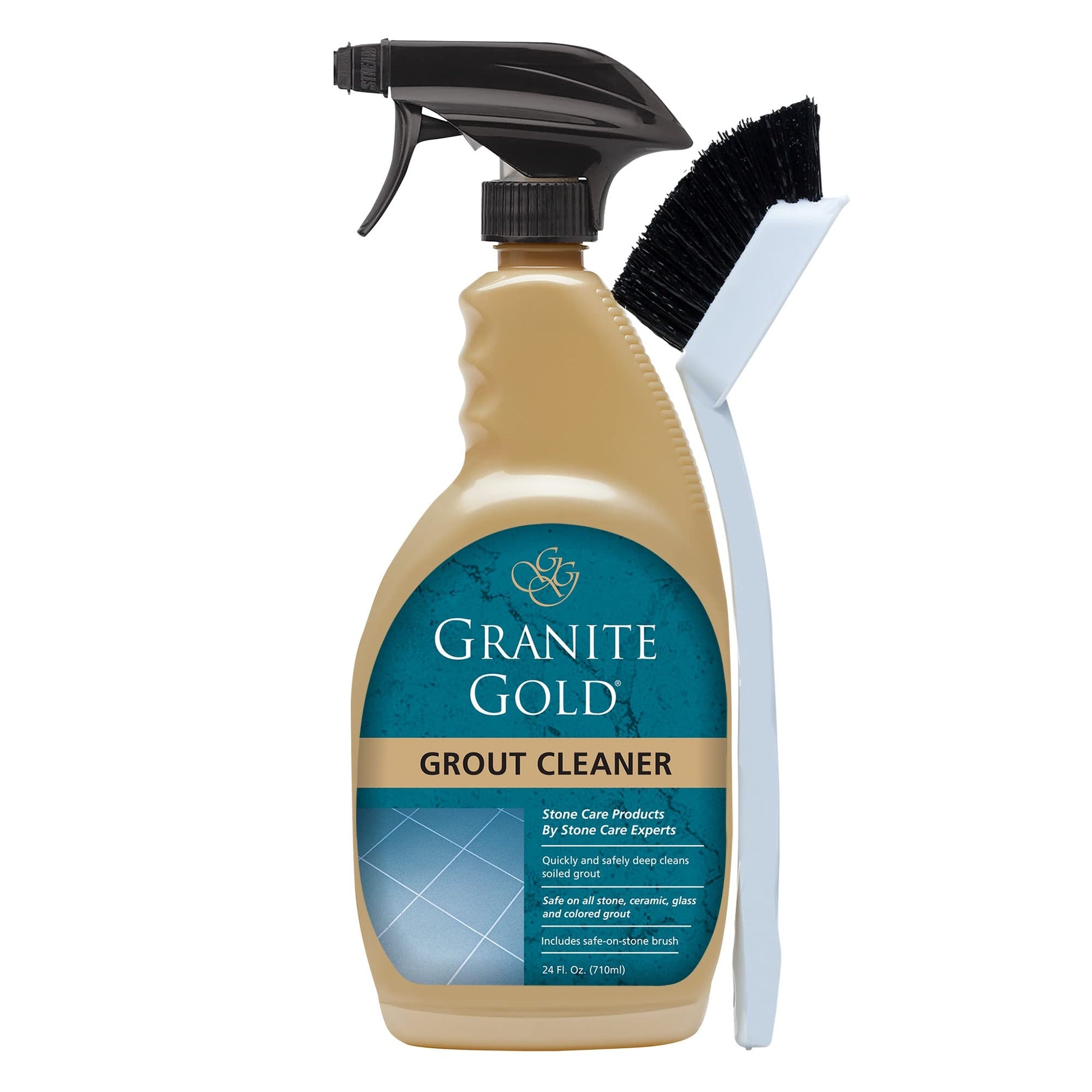 Granite Gold Grout Cleaner Spray with Brush for Stone, Ceramic, Glass & Colored Grout, 24 Ounce