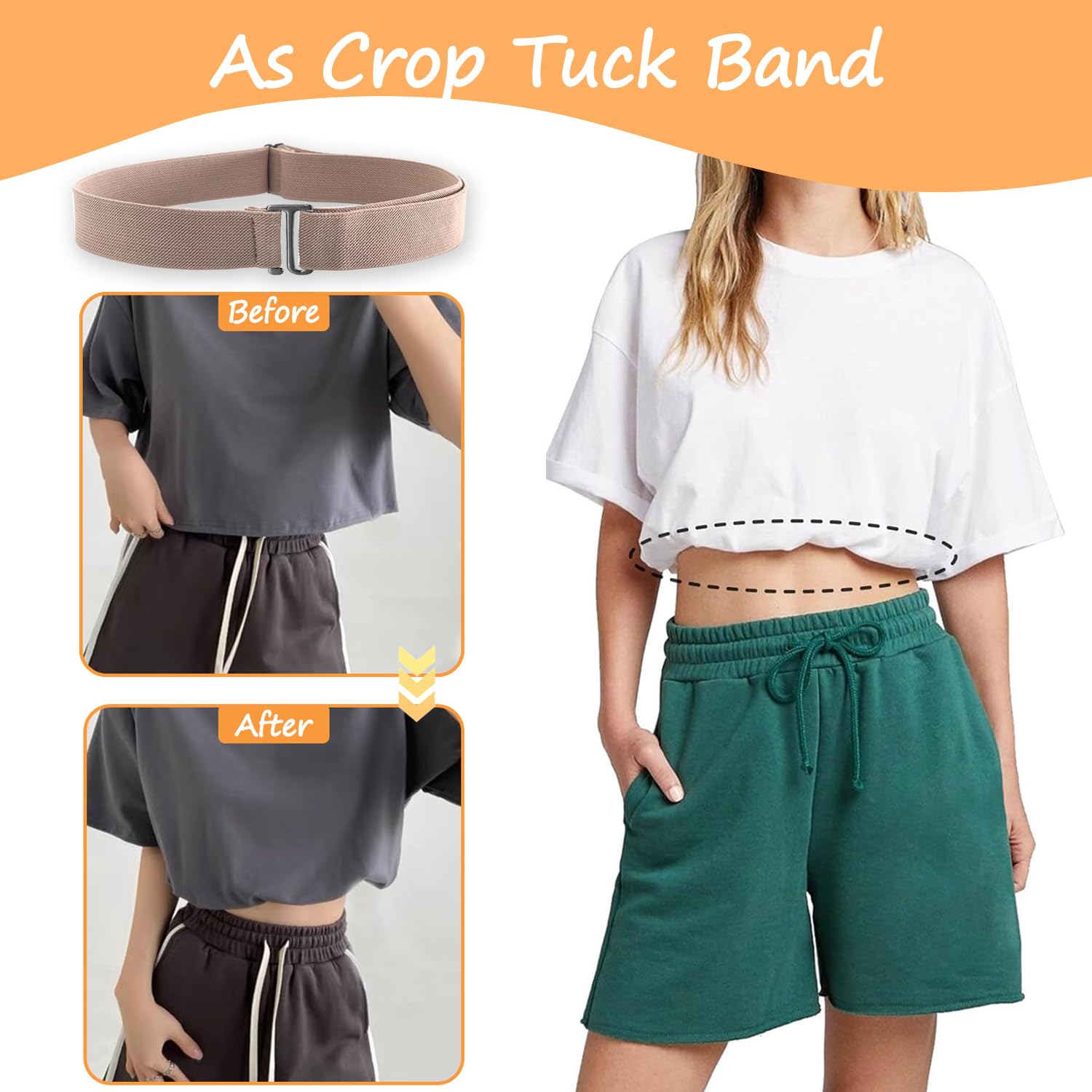 HAWOWZ 2Pcs No Show Stretch Belt for Women Invisible Elastic Belt Stretch, Adjustable Strap Belt with Flat Buckle for Jeans Pants Dresses