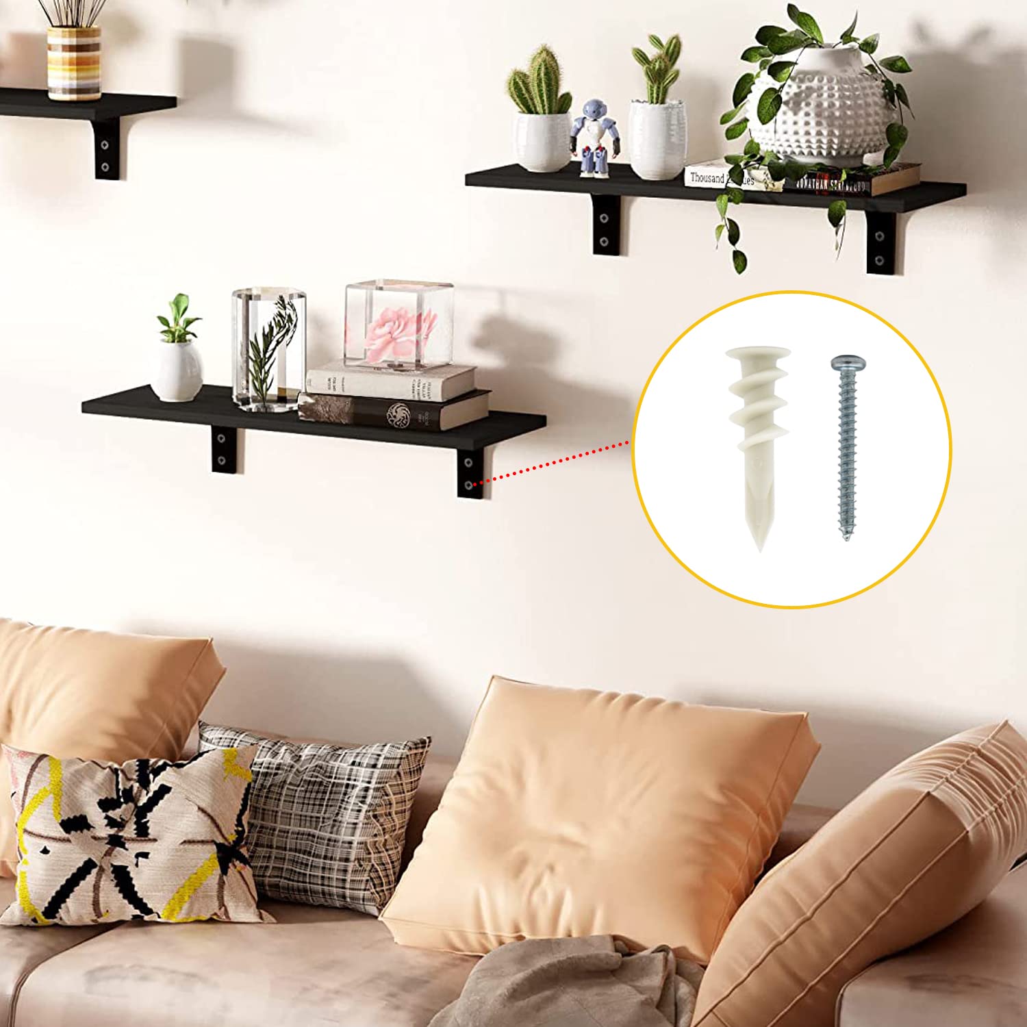 Kevinrooty 3 Sizes Self Drilling Drywall Anchors, 310PCS Nylon Plastic Wall Anchors and Screws for Drywall, No Pre Drill Hole Preparation Required,13x32mm,15x33mm,13x42mm