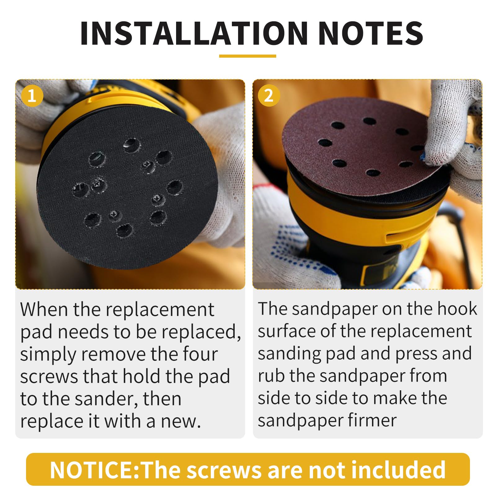 Sander Pad for Dewalt, 2 Pack 5" 8 Hole Hook and Loop Orbital Sander Pad Replacement for DeWalt DWE6421 6421K DWE6423 6423K DCW210B (4 Screw Holes Sanding Part for DeWalt DWE64233 & N329079)