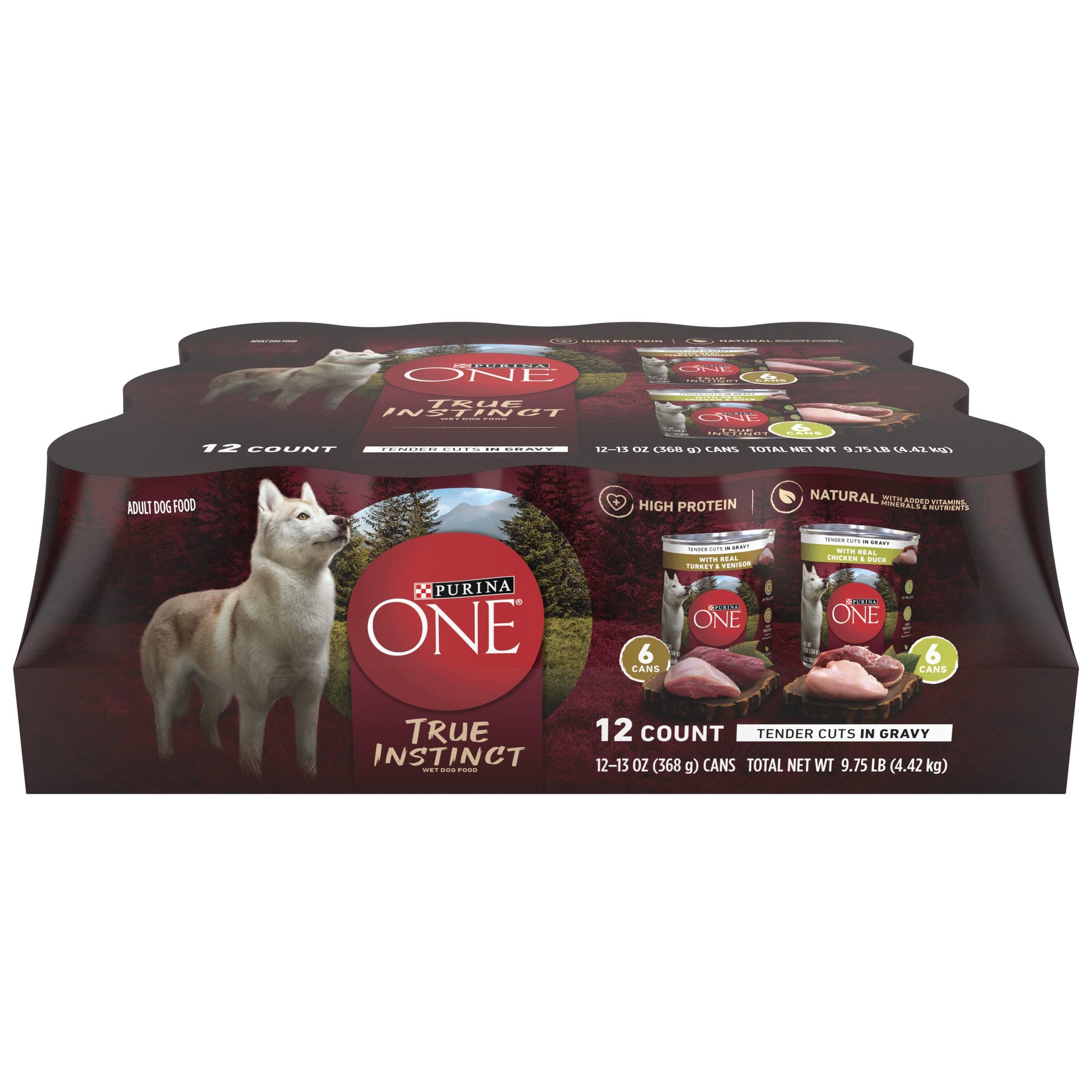 Purina ONE Wet Dog Food True Instinct Classic Ground Grain-Free Formula With Real Turkey And Venison High Protein Wet Dog Food - (Pack of 12) 13 oz. Cans