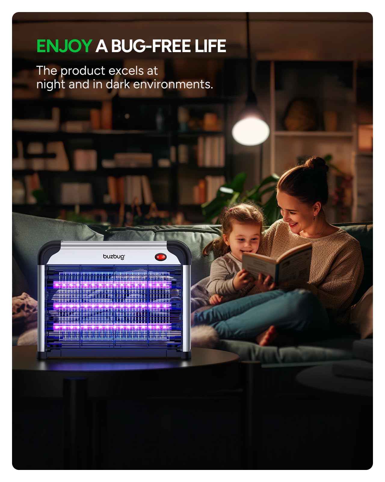 Buzbug LED Bug Zapper Indoor, 10 Years Lifespan 3 Lamps Enhance Insect Attraction, 3800V High-Voltage, Electric Mosquito Zapper, Fruit Fly Mosquito Moth Gnat Trap, Killer, Zapper -MA009