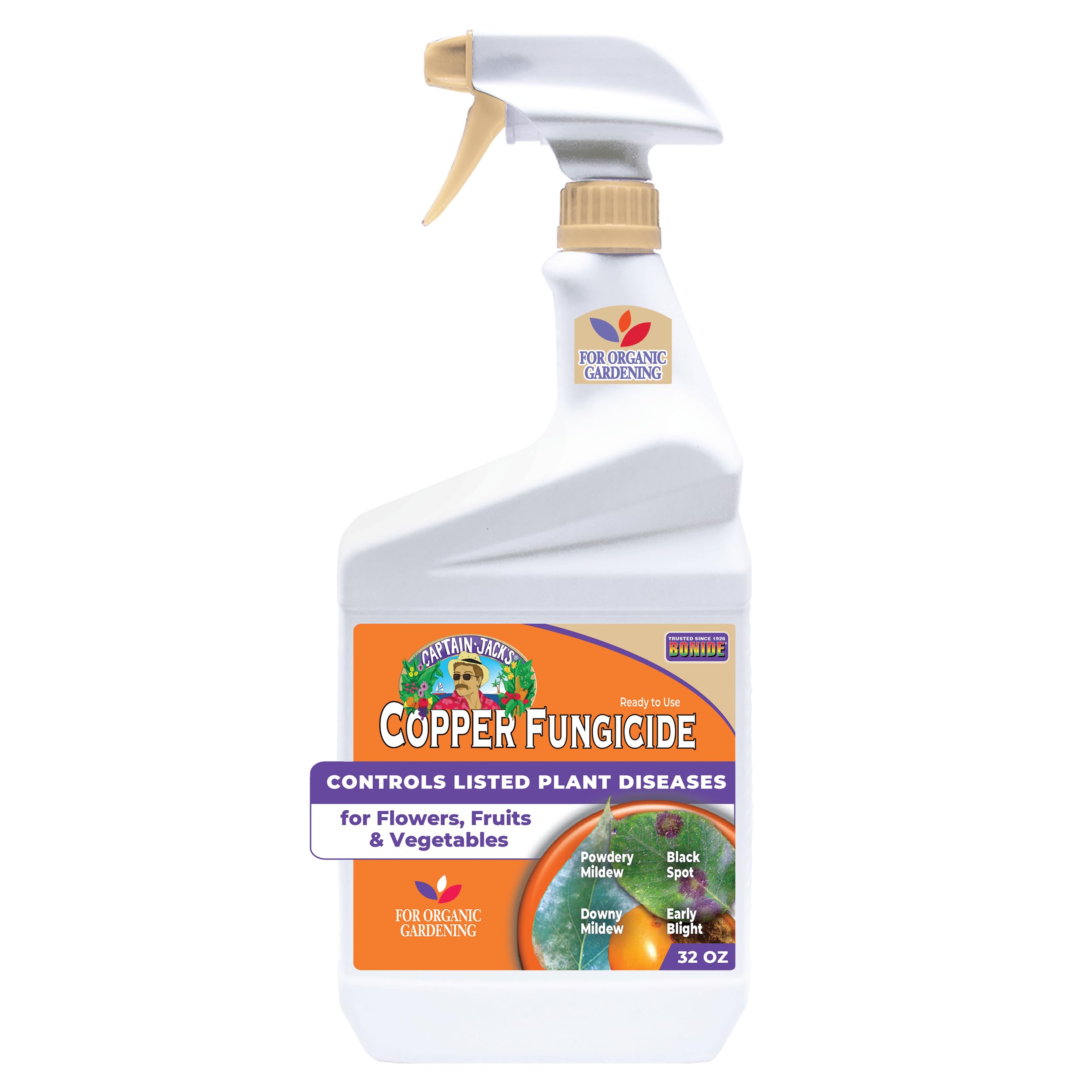 Bonide Captain Jack's Kupfer-Fungizid, 946 ml gebrauchsfertiges Spray für den ökologischen Gartenbau, kontrolliert häufige Krankheiten