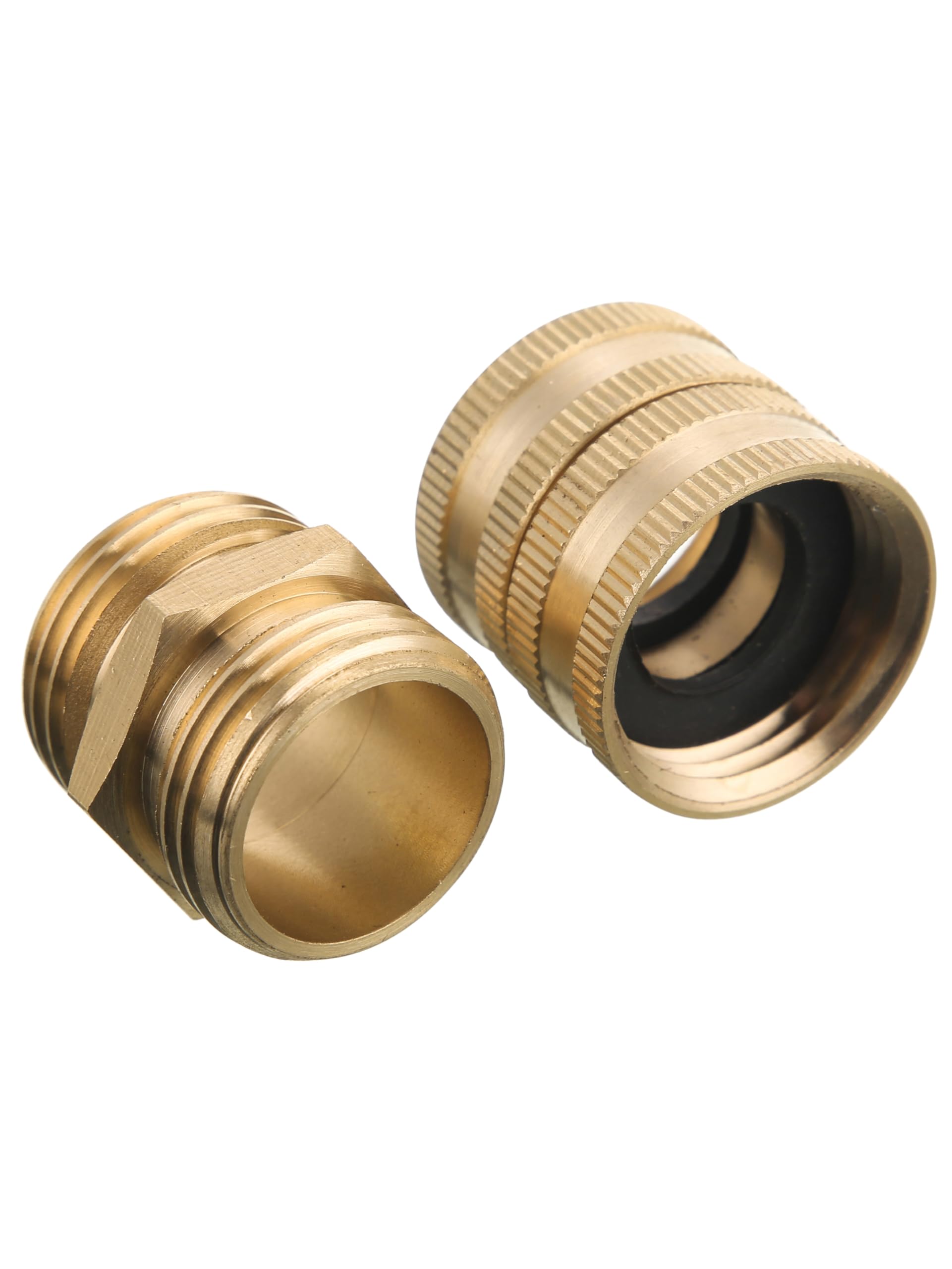 M MINGLE Garden Hose Adapter, Male to Male, Female to Female, 3/4 Inch Brass Connector, 4-Pack with Extra 4 Washers