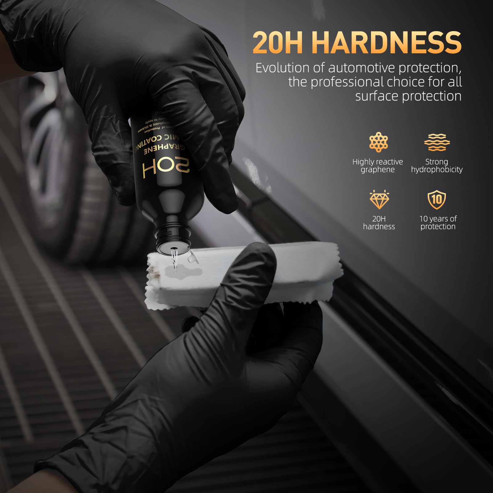 20H Advanced Graphene Ceramic Coating for Cars (70ml) - Car Detailing Kit, 10+ Years of Long Lasting Protection, Apply After Car Wash & Paint Correction, Ultra High Gloss