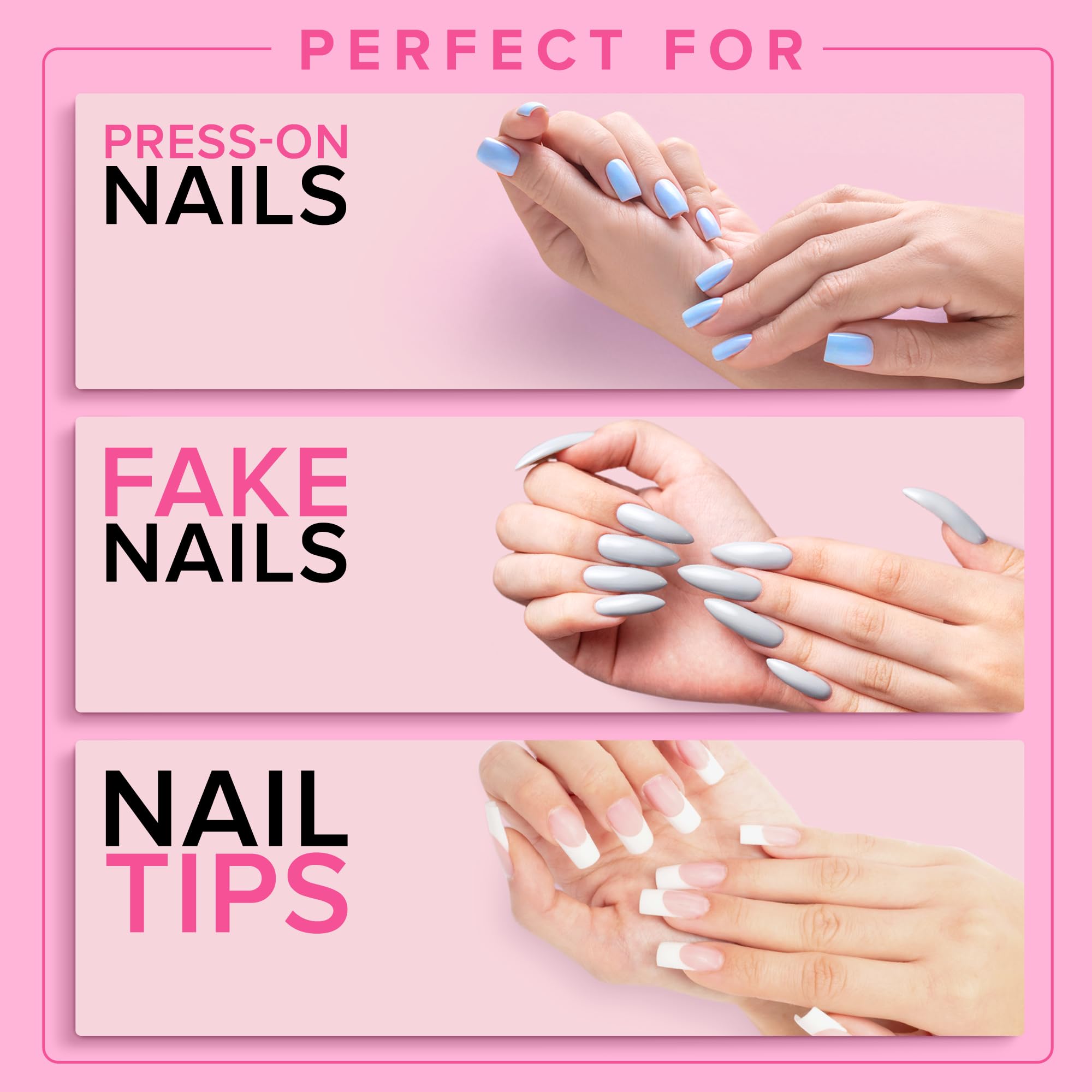 Super Strong Nail Glue for Press On Nails, Nail Tips & Acrylic Nails (8ml) NYK1 NailBond Brush On Glue for Press Ons, Tips & Acrylics - Long Lasting, Maximum Strength, Mess-Free Application