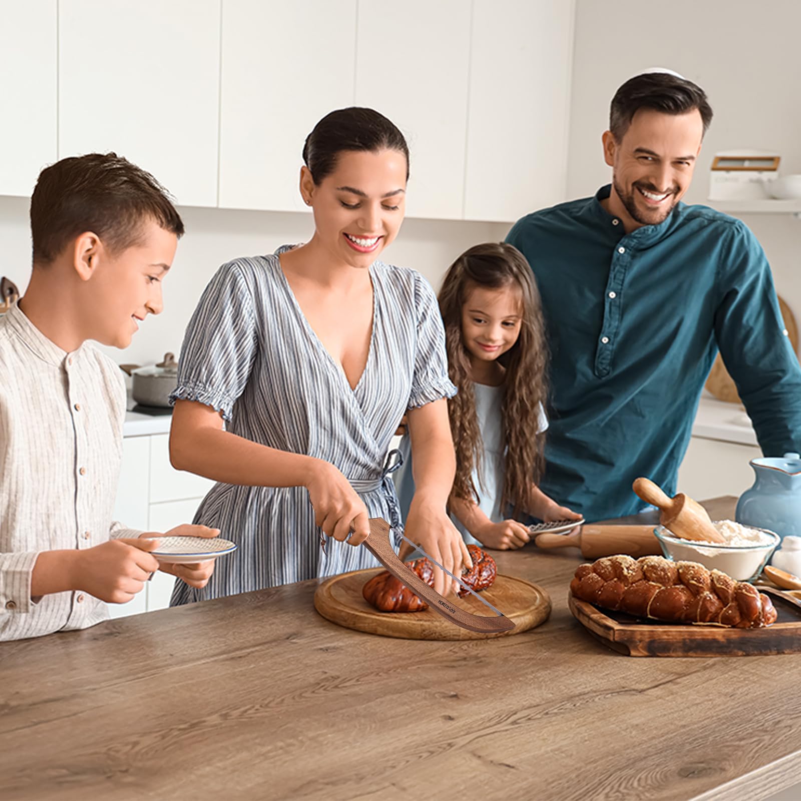 Bread Knife for Homemade Bread,Sourdough bread knife,15.7" Bread slicer for Homemade Bread, Baguettes and More Cuts Thin,Bow Design Easy to Cutting Even Slices