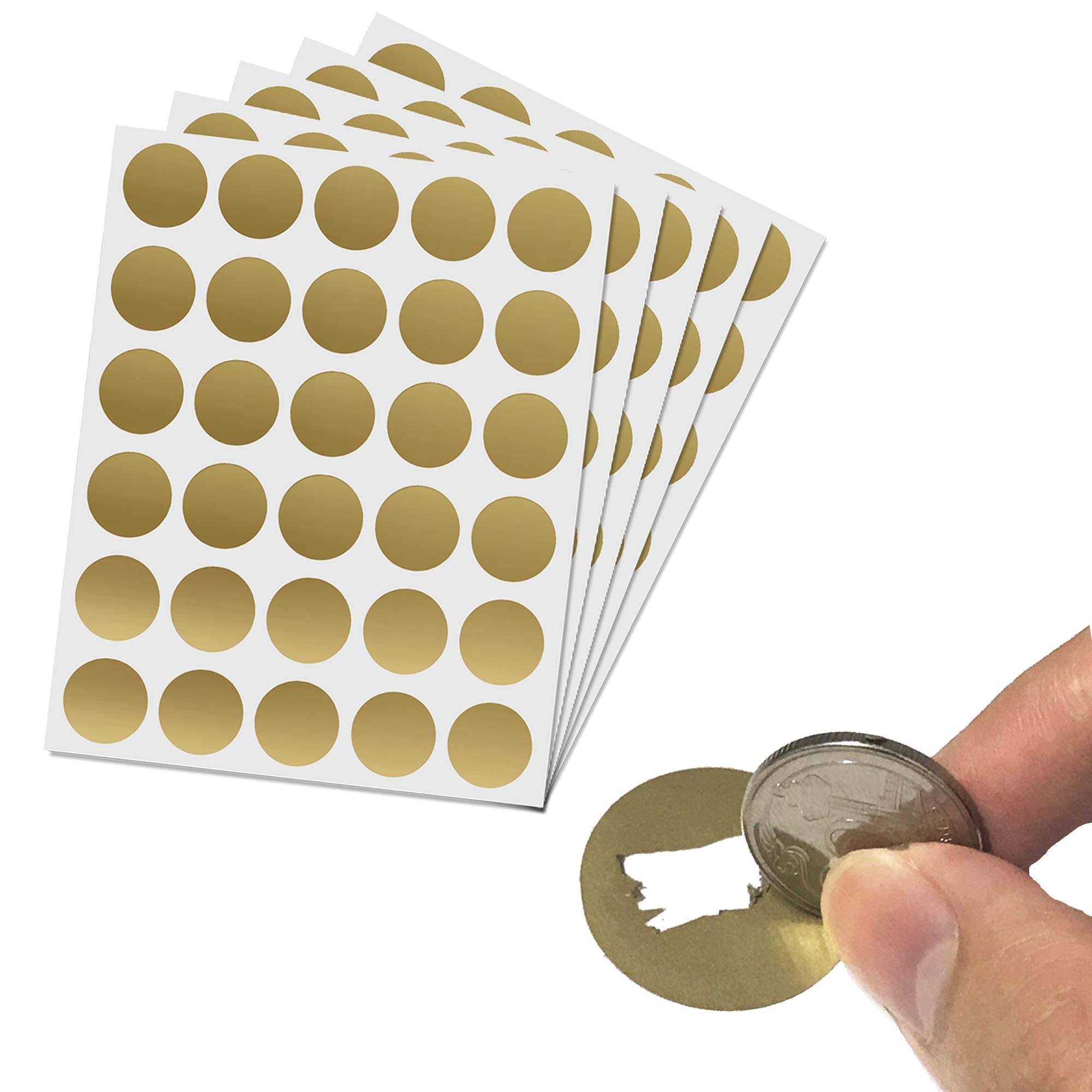 150 Stück, 2,5 cm Rubbellos-Etiketten, rund – Gold