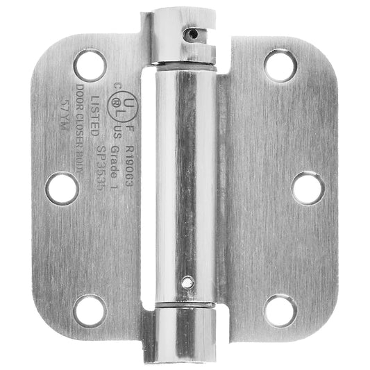 Amazon Basics Self-Closing Door Hinge, 3.5 Inch x 3.5 Inch, 1 Piece, Satin Nickel