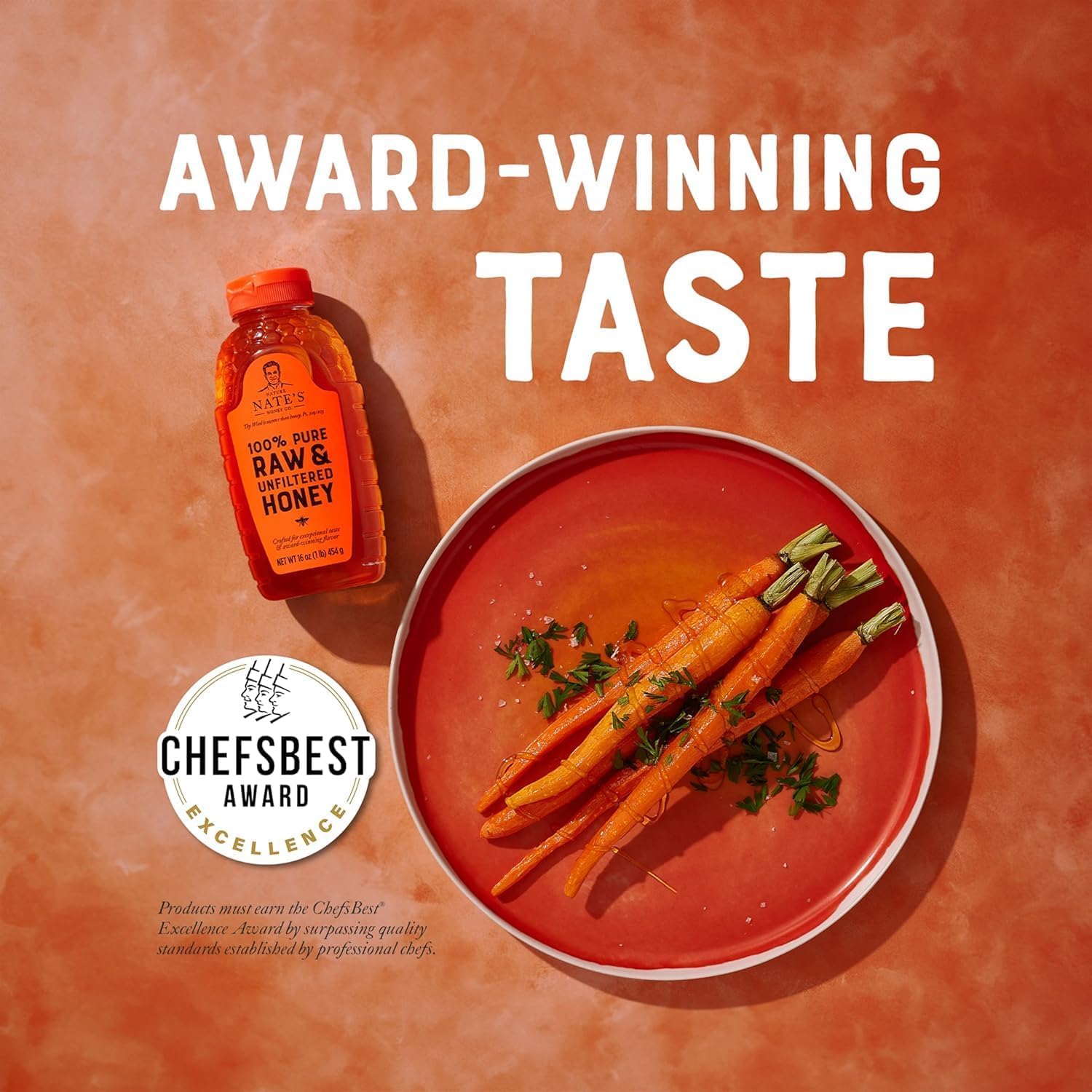 Nate's 100% Pure, Raw & Unfiltered Honey - Award-Winning Taste, 16 oz. Squeeze Bottle