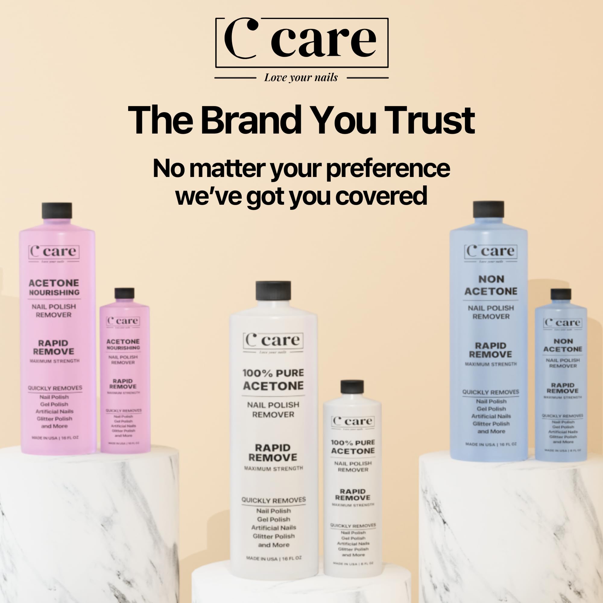 100% Pure Acetone Nail Polish Remover | Professional Quality | Easy To Use | Rapidly Removes Natural, Gel, Acrylic, and Glitter Nails | 8 Fl oz