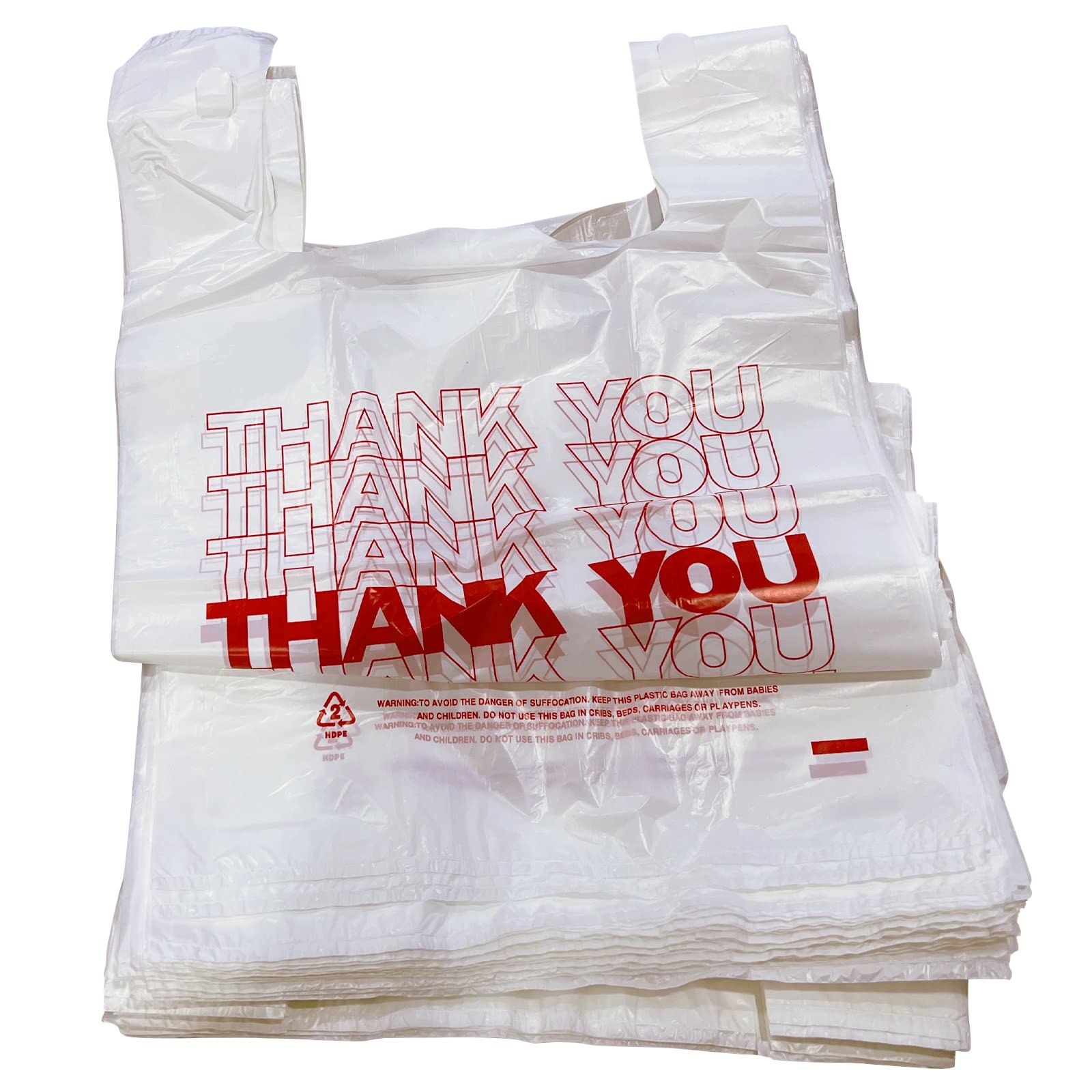 TashiBox Shopping Bags/Thank You Bags/Reusable and Disposable Grocery Bags - Measures 11.5"" X 6.25"" X 21"", 15mic, 0.6 Mil (308)", transparent (Bag-308)