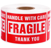 LuckyGuard 3 x 2 Inch Handle with Care 500 Fragile Stickers for Shipping Moving Glass Permanent Adhesive Fragile Labels (1 Roll, 500 Labels)
