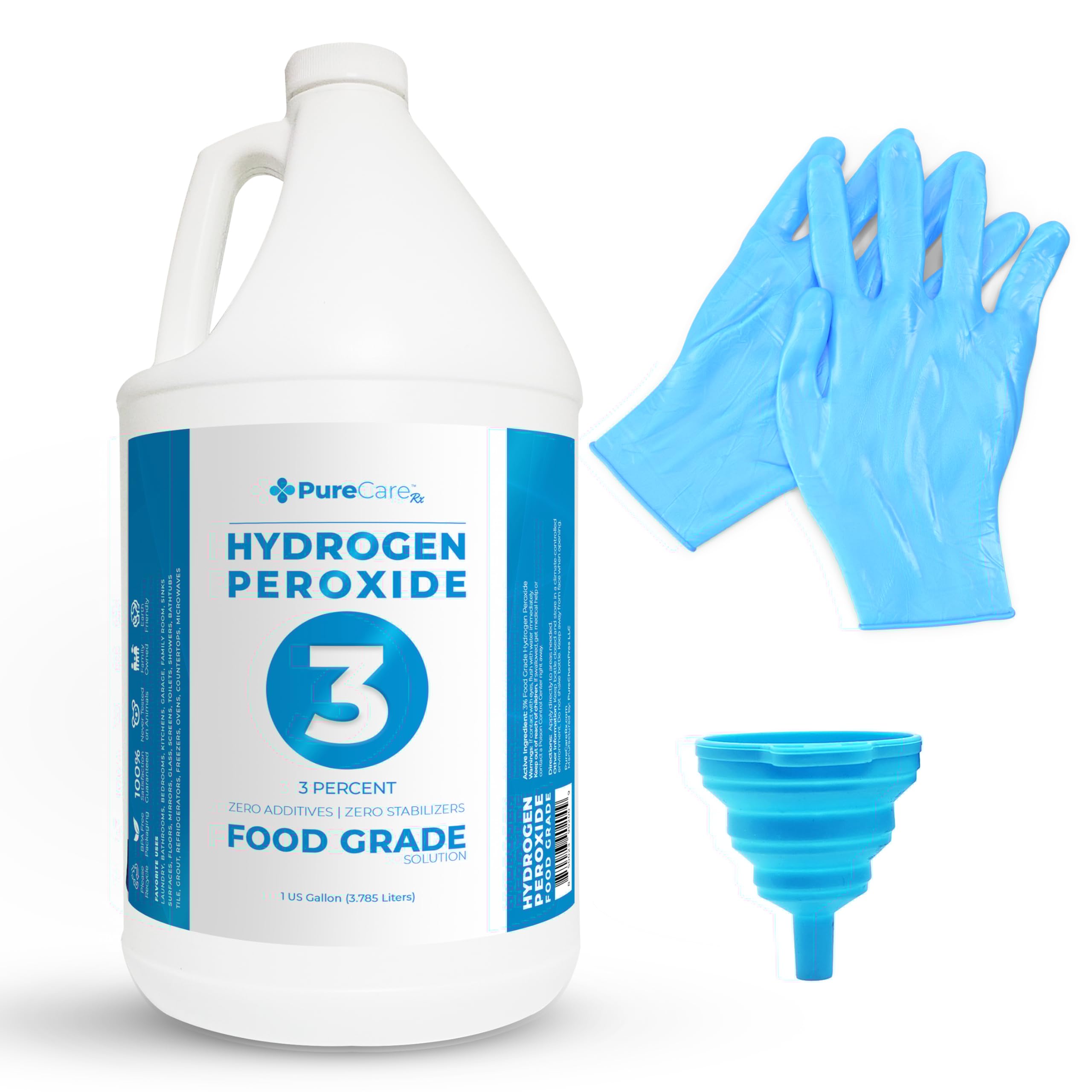 3% Food Grade Hydrogen Peroxide (1 Gallon) - No Added Stabilizers - Made in The USA derived from 35% Food Grade Hydrogen Peroxide