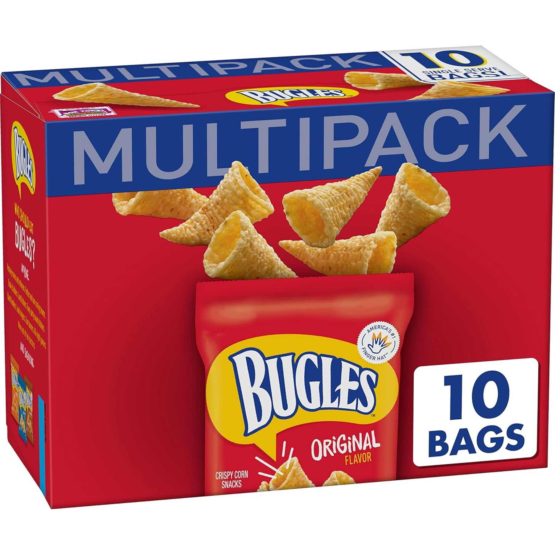 Bugles Original Crispy Corn Snacks, Snack Bags Multipack, 10 Ct, 8.75 oz