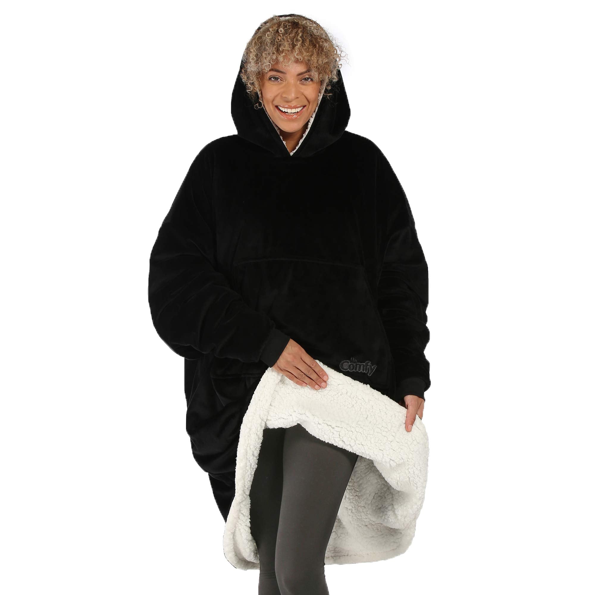 THE COMFY Original | Oversized Microfiber & Sherpa Wearable Blanket, Seen On Shark Tank, One Size Fits All (Blue)