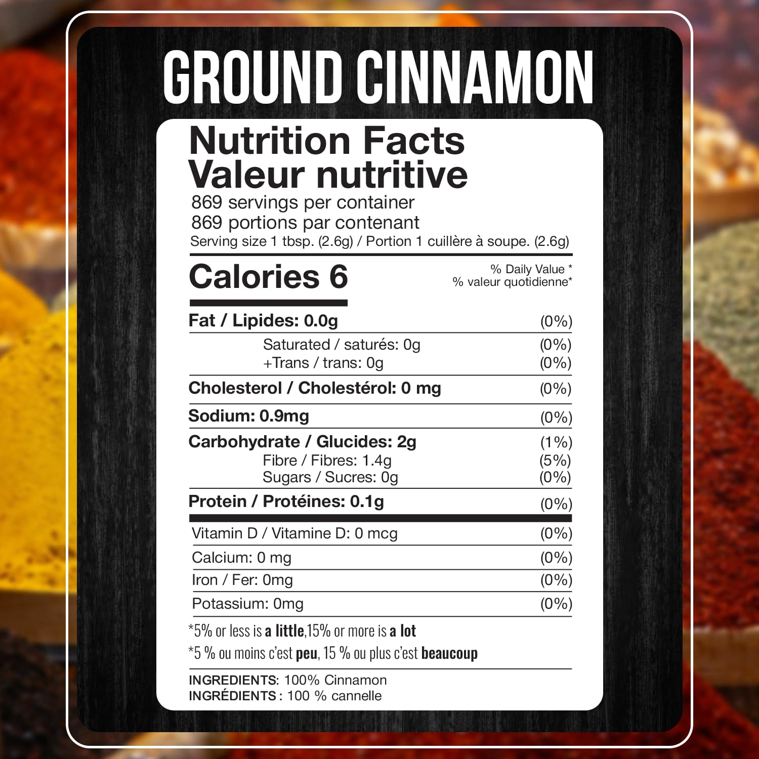 Fresh Finest Bulk 5LB Ground Cinnamon Powder - Kosher Certified Cinnamon Powder, Perfect for Desserts, Hot Tea, Cider, Meat Rubs, and More - 5 LB