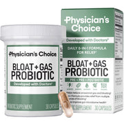 Physician's CHOICE Bloat & Gas Probiotic 5-in-1 Proactive Support + Daily Relief - Digestion & Gut Health- Herbals, Digestive Enzymes, Post & Prebiotics - Gas Relief for Adults - Women & Men - 30ct